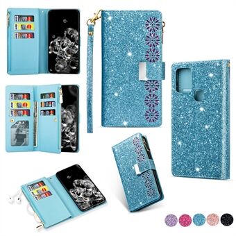 Glittery Starry Style Laser Carving Leather Cover for Samsung Galaxy A21s