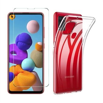 Phone Case for Samsung Galaxy A21s TPU Cover + Tempered Glass Screen Protector