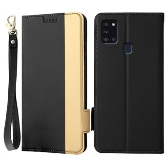 Contrast Color Phone Cover For Samsung Galaxy A21s, Protective Shell Stand Card Holder Dual Magnetic Clasp Phone Flip Leather Case