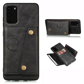 Kickstand Card Holder PU Leather Coated TPU Case [Built-in Vehicle Magnetic Sheet] for Samsung Galaxy Note 20/Note 20 5G - Black