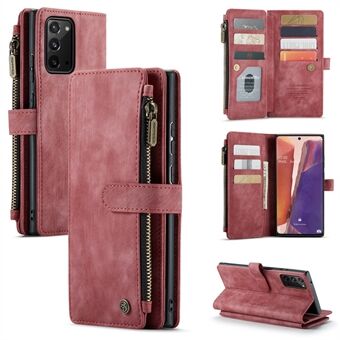 CASEME C30 Series for Samsung Galaxy Note20/Note20 5G Supporting Stand Design Scratch Resistant PU Leather Phone Case Zipper Pocket Wallet Phone Cover