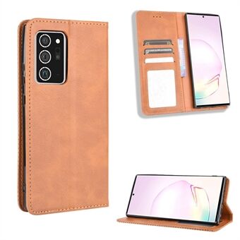 Auto-absorbed PU Leather Shell Wallet Retro Cover for Samsung Galaxy Note20 Ultra/20 Ultra 5G