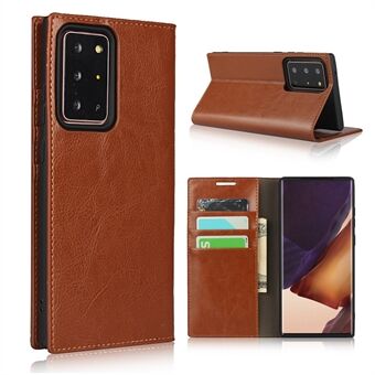 Crazy Horse Genuine Leather Wallet Cover Case for Samsung Galaxy Note20 Ultra/Note20 Ultra 5G