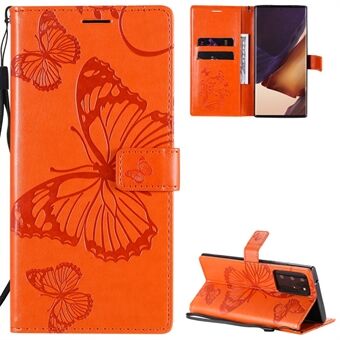 Leather Phone Protector with Butterfly Pattern Imprinting for Samsung Galaxy Note 20 Ultra/Note 20 Ultra 5G