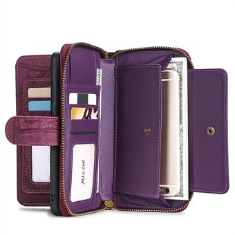 MEGSHI 004 Series Scratch Resistant Magnetic Detachable Stand Design Zipper Pocket Shockproof PU Leather TPU Wallet Cover for Samsung Galaxy Note20 Ultra 5G/4G