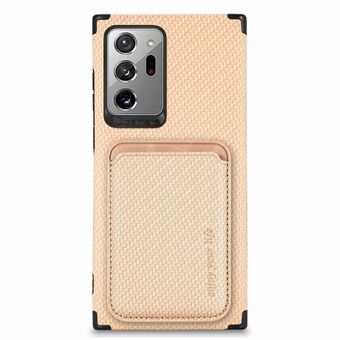 For Samsung Galaxy Note20 Ultra/Note20 Ultra 5G Well Protection Carbon Fiber Texture PU Leather + TPU + PVC Phone Case with Magnetic Absorption Detachable Card Holder