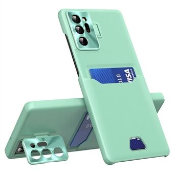 For Samsung Galaxy Note20 Ultra / Note20 Ultra 5G Metal Lens Frame Kickstand Phone Case PU Leather + PC Shockproof Cover with Card Slot Holder