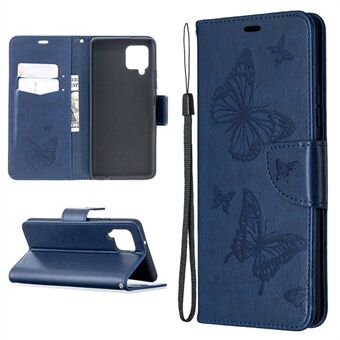 Imprint Butterflies with Wallet Leather Cover for Samsung Galaxy A42 5G