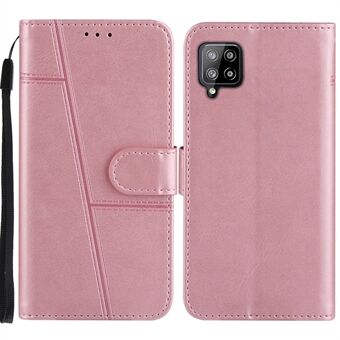 Concise Splicing Leather Phone Cover Wallet Case with Stand and Strap for Samsung Galaxy A42 5G