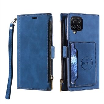 Multifunctional Zipper Wallet PU Leather Cell Phone Shell Cover with Kickstand and Strap for Samsung Galaxy A42 5G