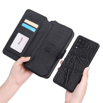 MEGSHI 004 Series PU Leather Zipper Wallet Case Shockproof Stand Vertical Flip Detachable Cover with Strap for Samsung Galaxy A42 5G