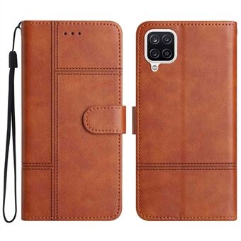 Anti-scratch Phone Shell for Samsung Galaxy A42 5G, Cowhide Texture Business Style PU Leather Sewing Line Decor Wallet Stand Case