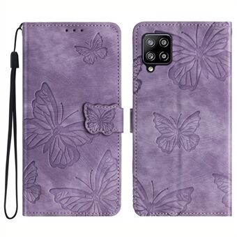 For Samsung Galaxy A42 5G Stand PU Leather Skin-touch Case Butterfly Imprinted Phone Wallet Cover