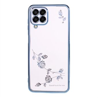 For Samsung Galaxy A42 5G Flower Pattern Rhinestone Bling Case Electroplated Edge TPU Phone Cover