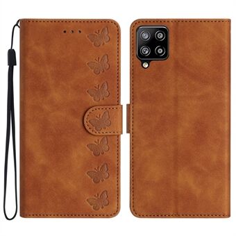 Leather Cover for Samsung Galaxy A42 5G Horizontal Stand Butterfly Imprinted Wallet Flip Case