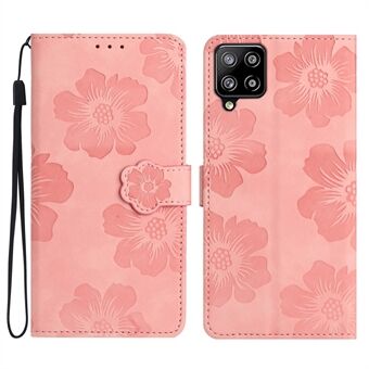 For Samsung Galaxy A42 5G Flowers Pattern Phone Stand Case PU Leather Wallet Anti-drop Cover