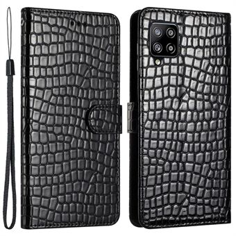 For Samsung Galaxy A42 5G Book Style Crocodile Texture Phone Case Leather Cover Stand Wallet with Hand Strap