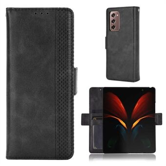 Side Magnetic Buckle Vintage Style Wallet Leather Stand Phone Cover Case for Samsung Galaxy Z Fold2 5G