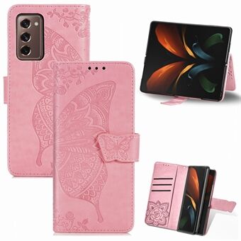 Imprint Big Butterfly Leather Wallet Phone Case for Samsung Galaxy Z Fold2 5G