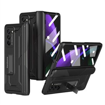 For Samsung Galaxy Z Fold2 5G Kickstand Folding Phone Case Magnetic Hinge Full Protective Cover with Tempered Glass Screen Protector