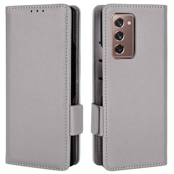 For Samsung Galaxy Z Fold2 5G Litchi Texture Shockproof Phone Case PU Leather Double Magnetic Clasp Cover with Stand Wallet