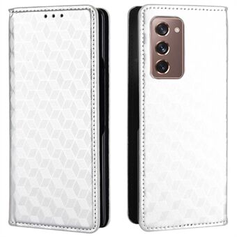 For Samsung Galaxy Z Fold2 5G Magnetic Auto-closing PU Leather Drop-proof Case Rhombus Imprint Protective Cover with Stand Wallet