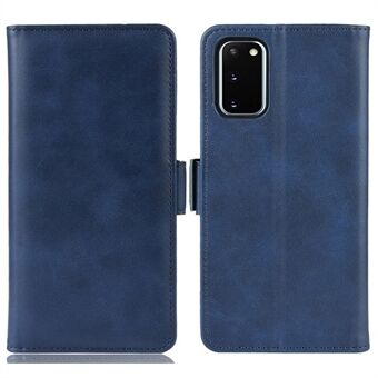 Double Clasp Flip Leather Shell for Samsung Galaxy S20 FE 4G/FE 5G/S20 Lite/S20 FE 2022 with Wallet Stand Design