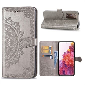 Embossed Mandala Flower Wallet Leather Shell for Samsung Galaxy S20 FE 4G/FE 5G/S20 Lite/S20 FE 2022