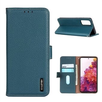 Litchi Grain Top Layer Genuine Leather Wallet Phone Case for Samsung Galaxy S20 FE/Fan Edition/S20 FE 5G/Fan Edition 5G/S20 Lite/S20 FE 2022