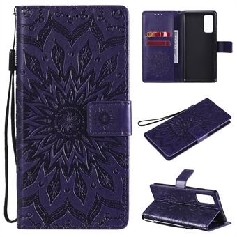 For Samsung Galaxy S20 FE/S20 Fan Edition/S20 FE 5G/S20 Fan Edition 5G/S20 Lite/S20 FE 2022 KT Imprinting Flower Series-1 Imprint Sunflower Pattern PU Leather Phone Cover Shell with Wallet and Stand