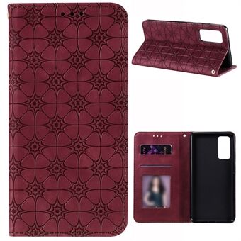 Imprint Lucky Flower Auto-absorbed Flip Leather Cover for Samsung Galaxy S20 FE 4G/5G/2022/S20 Lite