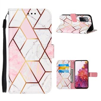 Full Protection Wallet Stand TPU + PU Leather Cover with Splicing Marble Pattern for Samsung Galaxy S20 FE 4G/FE 5G/S20 Lite/S20 FE 2022 - Pink