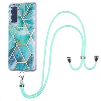 IMD Electroplating Marble Pattern Phone Shell Splicing TPU Protector Cover with Lanyard for Samsung Galaxy S20 FE/S20 Fan Edition/S20 FE 5G/S20 Fan Edition 5G/S20 Lite/S20 FE 2022