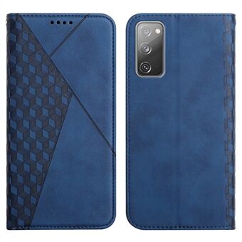 Rhombus Pattern Skin-touch Feel Magnetic Closure Leather Phone Case Cover for Samsung Galaxy S20 FE 2022/S20 FE 4G/S20 FE 5G/S20 Lite