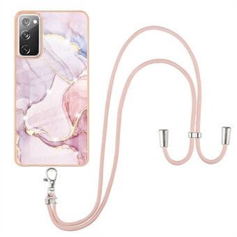 Marble Pattern IMD Soft Electroplated TPU Anti-Scratch Shockproof Case with Lanyard for Samsung Galaxy S20 FE/S20 FE 5G/S20 Lite/S20 FE 2022