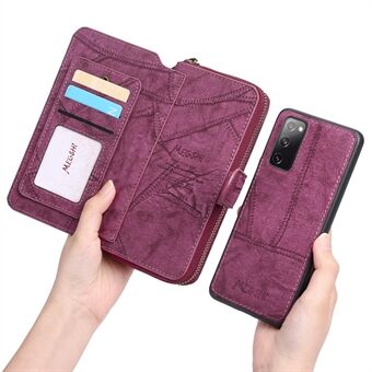 MEGSHI 004 Series 2-in-1 Detachable Magnetic PU Leather Zipper Wallet Case Stand Flip Protective Cover with Strap for Samsung Galaxy S20 FE 2022/S20 FE/S20 FE 5G/S20 Lite