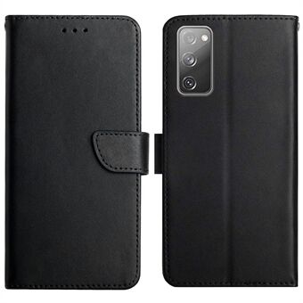 Solid Color Nappa Texture Case Magnetic Clasp Wallet Genuine Leather Phone Case with Stand for Samsung Galaxy S20 FE 2022/S20 FE/S20 FE 5G/S20 Lite