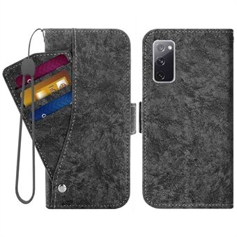 For Samsung Galaxy S20 FE 4G / FE 5G / S20 Lite / S20 FE 2022 PU Leather Rotating Card Slots Flip Cover Water-ink Painting Texture Stand Dual Magnetic Clasp Wallet Case