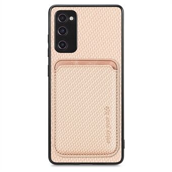 For Samsung Galaxy S20 FE 4G / FE 5G / S20 Lite / S20 FE 2022 Carbon Fiber Texture Shell, Detachable 2-in-1 Magnetic Card Holder Phone Case PU Leather + TPU + PC Protective Cover