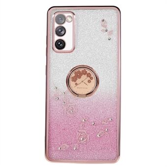 For Samsung Galaxy S20 FE / FE 5G / FE 2022 / S20 Lite Rhinestone Kickstand Phone Case Flower Pattern Gradient Glitter TPU Cover