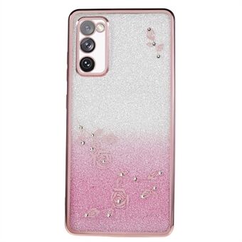 For Samsung Galaxy S20 FE / FE 5G / FE 2022 / S20 Lite Rhinestone Gradient Glitter TPU Case Flower Pattern Phone Cover