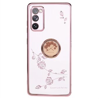 For Samsung Galaxy S20 FE / FE 5G / FE 2022 / S20 Lite Electroplating TPU Case Flower Pattern Rhinestone Phone Cover