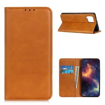 Auto-absorbed Split Leather Stand Wallet Cover Shell for Samsung Galaxy A12