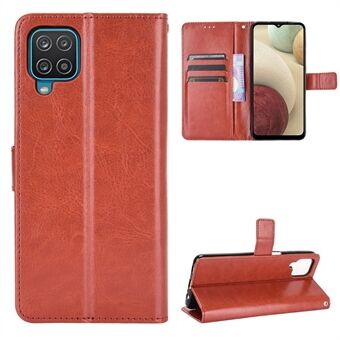 Crazy Horse Wallet Stand Leather Shell with Strap for Samsung Galaxy A12/M12