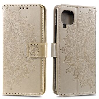 Imprinted Mandala Flower Wallet Leather Case with Strap for Samsung Galaxy A12/M12