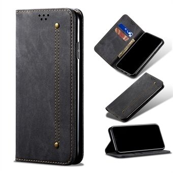 Jeans Cloth Texture Wallet Leather Mobile Phone Protective Cover for Samsung Galaxy A12