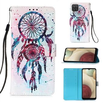 Lanyard Design Pattern Printing Design Leather Phone Case with Wallet and Stand for Samsung Galaxy A12/M12