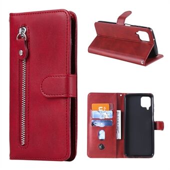 Zipper Pocket Leather Wallet Stand Case for Samsung Galaxy A12