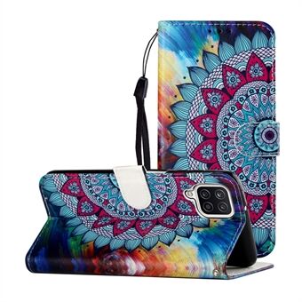 Embossed Patterned Wallet Stand Leather Phone Case with Strap for Samsung Galaxy A12