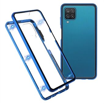 Magnetic Lock Installation Metal Frame with Double Side Tempered Glass Phone Case for Samsung Galaxy A12